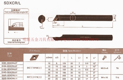 数控刀具/数控车刀杆/螺钉式内孔车刀S16Q-SDXCL07