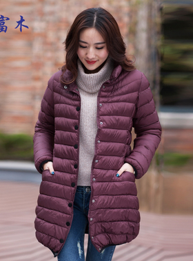 富木冬装新款中年大码中长款轻薄棉服女外套女装HCS-16337E6