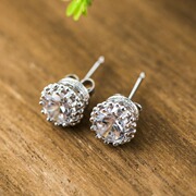 Thai mosaic white zircon earrings 925 Silver European beautiful ladies fashion wild earrings women new