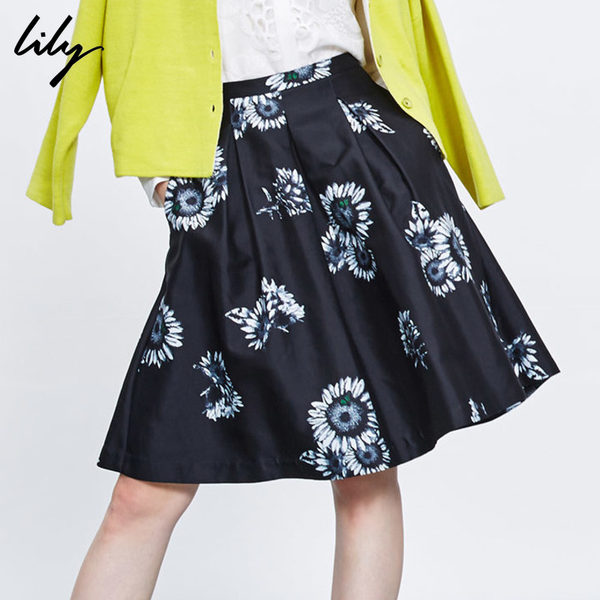 Lily 17年春季新款 印花大裙摆 A字半身裙 优惠券折后¥ 179包邮（￥259-80）