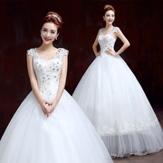 New 2015 fashion Korean wedding dresses one shoulder winter double-shoulder bridal plus size slimming-