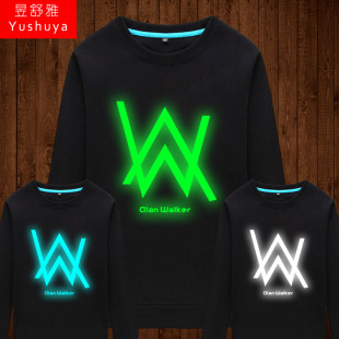薄长袖 Alan Walker艾伦沃克夜光卫衣男女DJ电音Faded荧光衣服同款