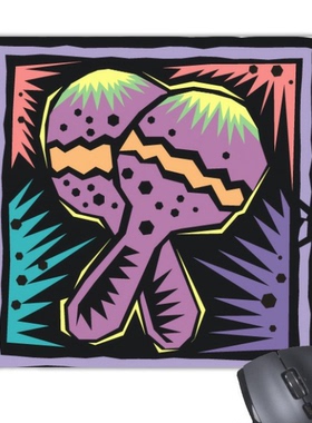 紫色球拍墨西哥文化版画游戏防滑橡胶鼠标垫礼品