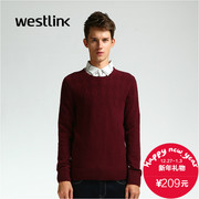 Westlink/West 2015 winter wool knitted sweater new men's slim solid color pullover