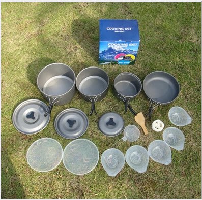 全家福户外套锅/5人套锅/户外野营套锅野餐用具户外餐具4-5人套杯