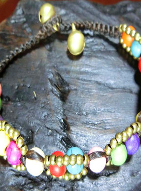 生日礼物复古民族风编织铃铛手链