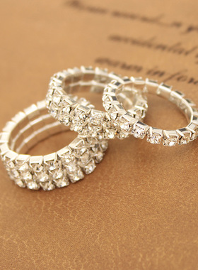 0838义乌饰品潮女钟指环闪钻弹力