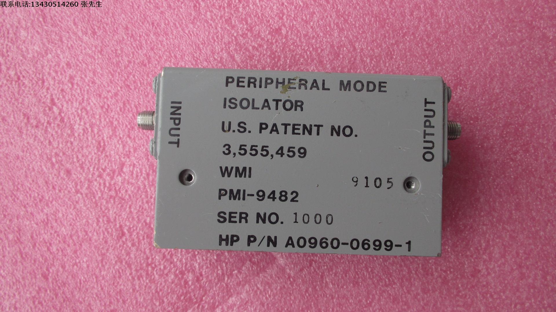 美国HP A0960-0699-1 2-8GHz SMA RF射频微波同轴宽带隔离器 质量包好,包能用,可提供详细测试图。 频率范围:2-8GHz 插损:<1.2dB, 隔离度.:>15dB, VSWR:<1.3,SMA接头