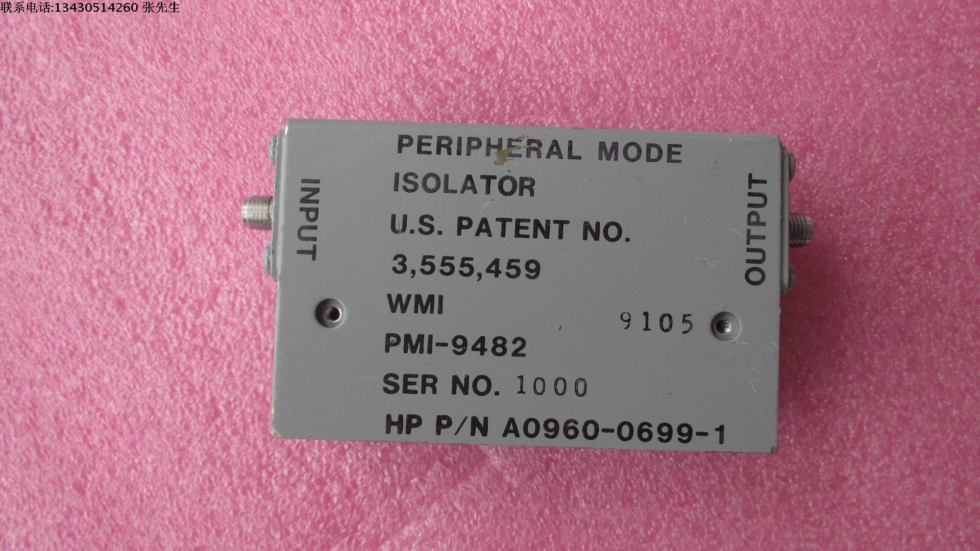 美国HP A0960-0699-1 2-8GHz SMA RF射频微波同轴宽带隔离器质量包好，包能用，可提供详细测试图。频率范围：2-8GHz插损:＜1.2dB，隔离度.:＞15dB， VSWR:＜1.3，SMA接头