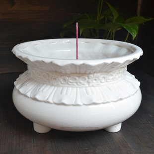 大号香炉大口径供炉陶瓷大香炉供奉白瓷香火炉佛堂佛前供具特大号