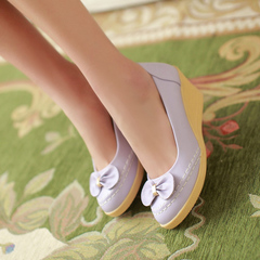 2015 spring new ladies shoes trend of Korean leisure shoes asakuchi wedges with round head s6tqI5