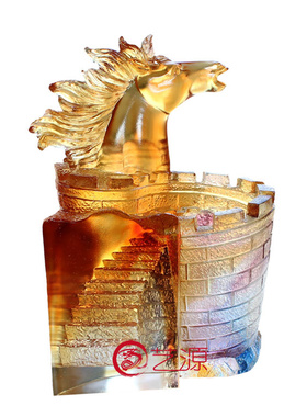 琉璃雄风笔筒商务客户朋友摆件