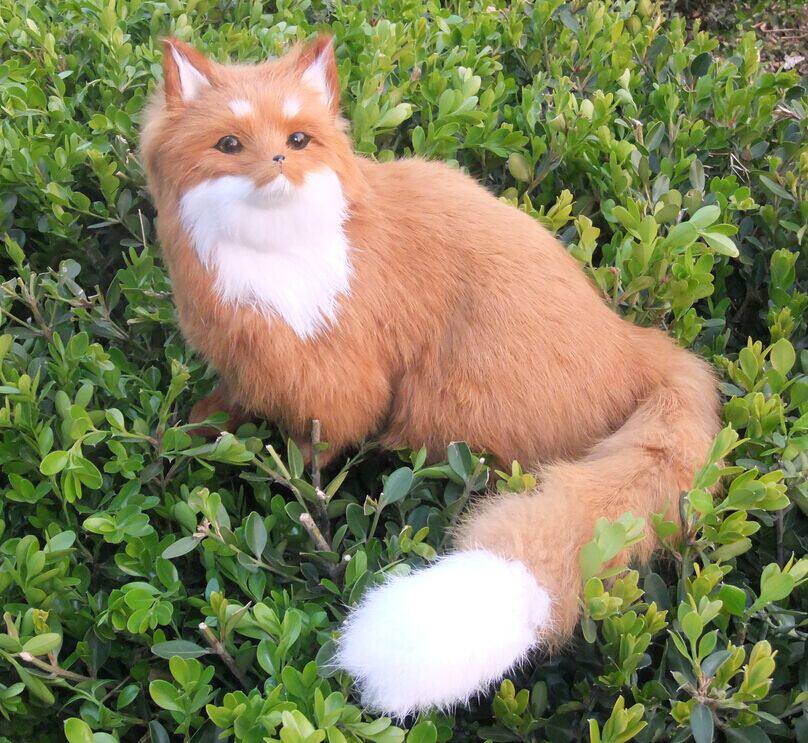 仿真九尾狐毛绒玩具模型家居摆件儿童礼物宠物黄狐狸动物