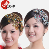 民族舞蹈头饰古典舞蹈头花秧歌舞蹈头饰演出头饰孔雀舞头饰军绿色