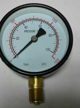 精密双刻度压力指示表 双刻度压力表1.6级y-100 0-100bar 1500psi