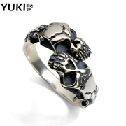 YUKI men''s vintage Thai silver ring 925 Silver ring finger ring skull opening tide quit Club accessories