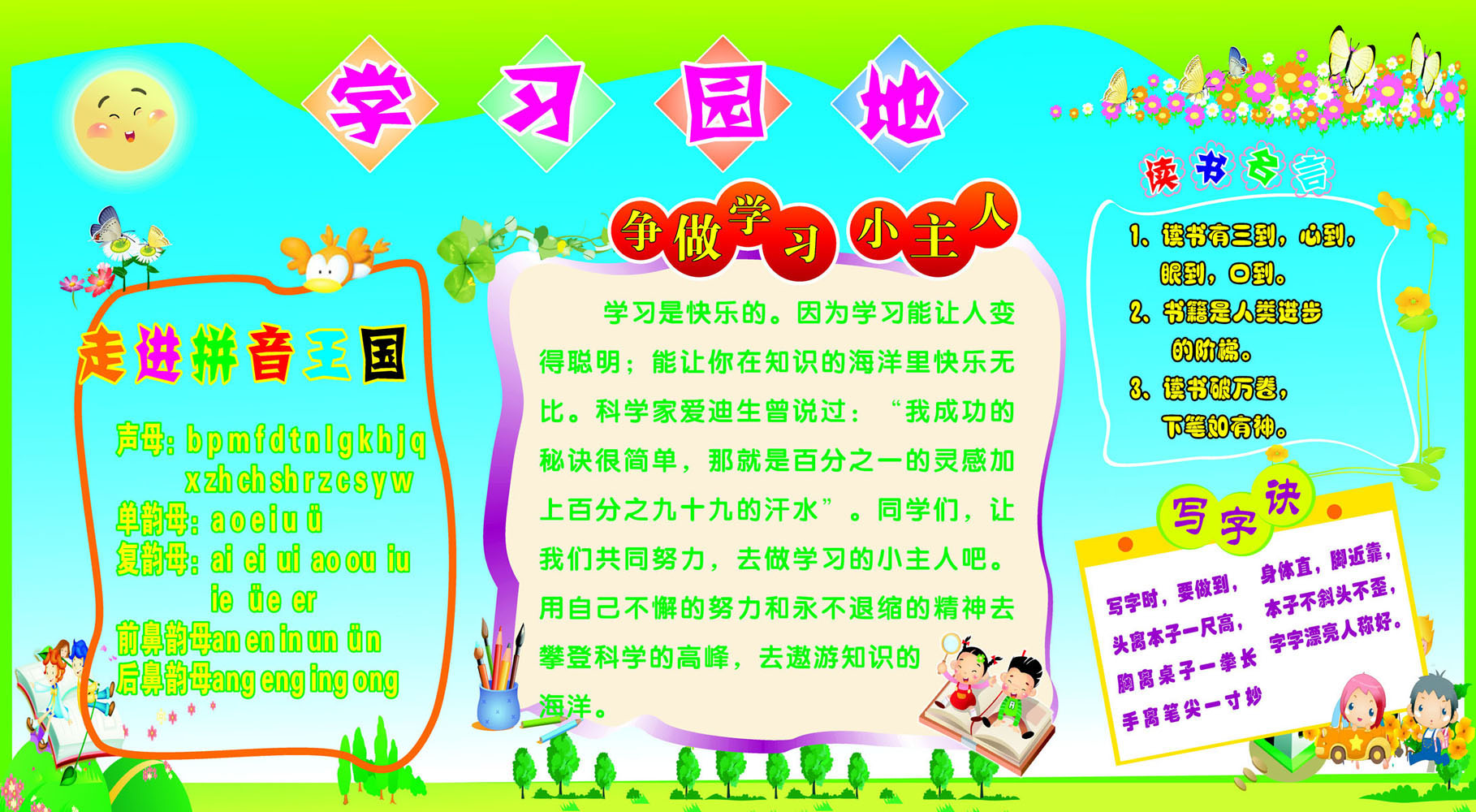 722海报印制展板写真喷绘贴纸860小学生一年级学习园地