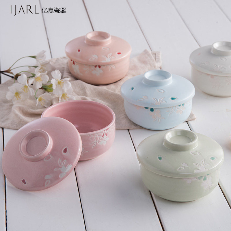 ijarl億嘉日韓式陶瓷碗帶蓋創意碗 櫻花在類目 餐飲具, 餐具, 碗中 - 來自Buy2taobao.com提供專業的淘寶代購服務