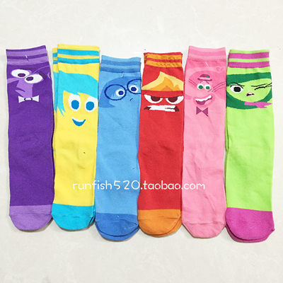 余飞飞店长推荐男童女童亲子搭配Inside头脑特工队中筒袜长袜棉袜