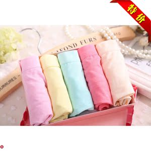 五条包邮女士裤头纯棉可爱竹炭内裤糖果色莫代尔女士三角内裤女