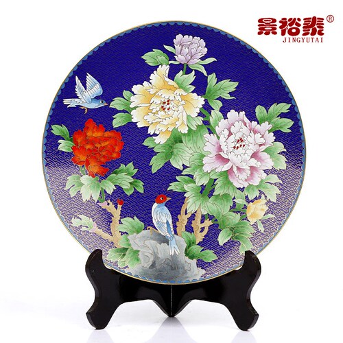 北京景泰蓝12寸圆盘蓝地牡丹花鸟铜胎珐琅家居摆件商务礼品送领导 - 封面