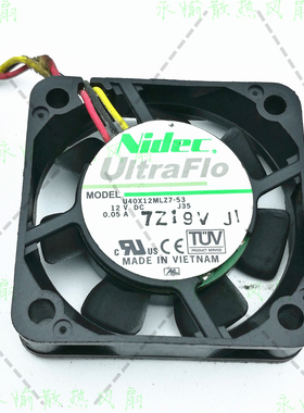 Nidec U40X12MLZ7-53 4010 12V 0.05A 3线 显卡 南北桥 静音风扇