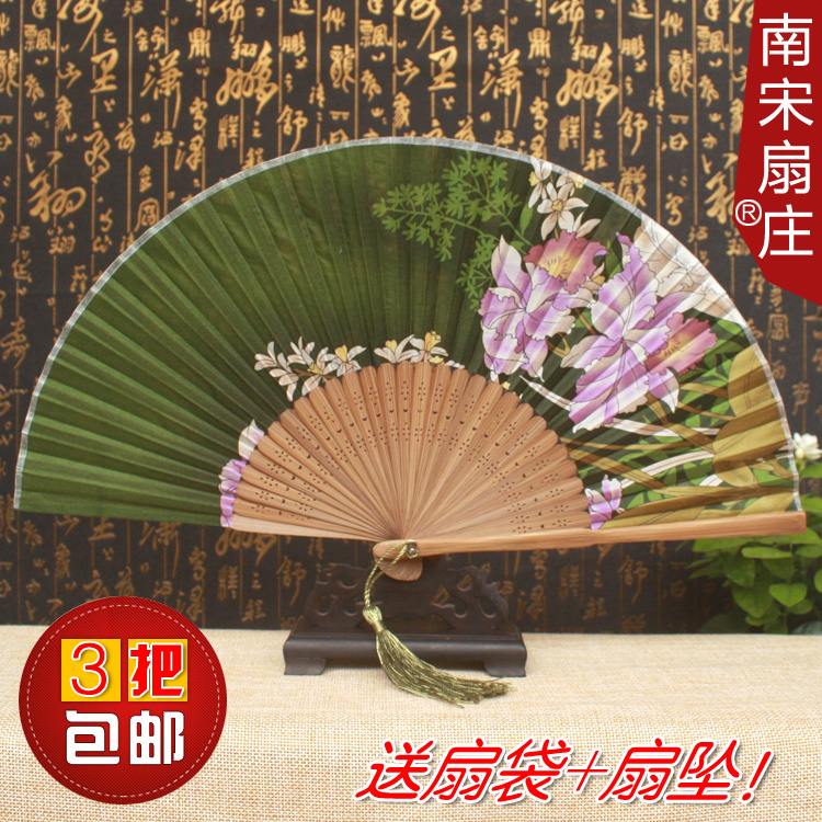 三把包邮！送扇袋 真丝日式扇子和风女式绢扇工艺礼品扇 樱花小扇
