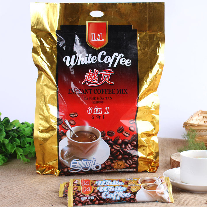马拉西亚6in1越贡l1白咖啡 三合一速溶咖啡含胶原蛋白 800克