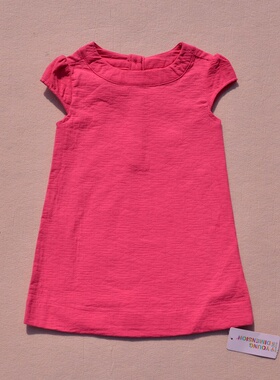 欧美原单童装女童宝宝秋款纯棉素色厚棉连衣裙子B021