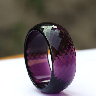 饰品 紫水晶细刻面闪亮宽水晶手镯 女 代写祝福贺卡 夏日经典