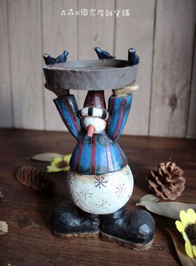 彩绘雕刻树脂托盘烛台工艺摆件