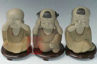 陶瓷工艺品 石湾公仔 不看 不听 不说 小佛