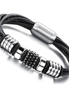 韩版男士百搭钛钢刻字配饰手链