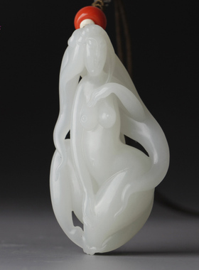 【良玉堂】95于田料裸女把件 极油润46克 海派作品