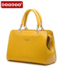 Doodoo OL business slung handbag crocodile pattern solid color for professional commuters cross the square medium handbag