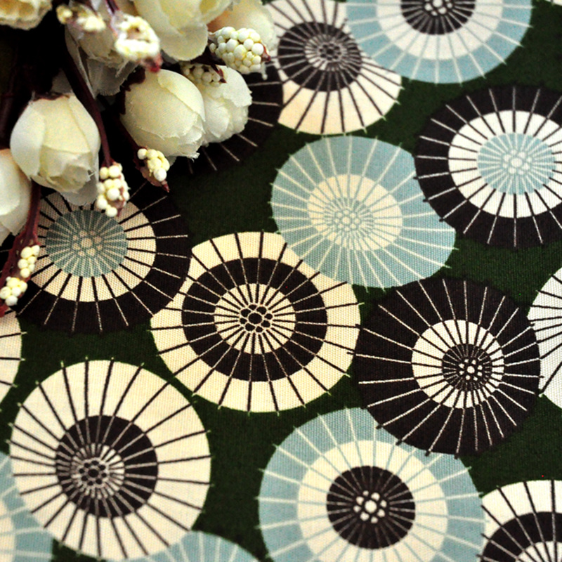 拼布DIY和风纯棉烫金布料和服面料日本进口棉布（无烫金）绿色