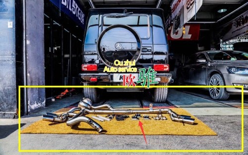 奔驰G350D柴油版改装德国cargraphic排气管中尾段 蓝牙可调阀门