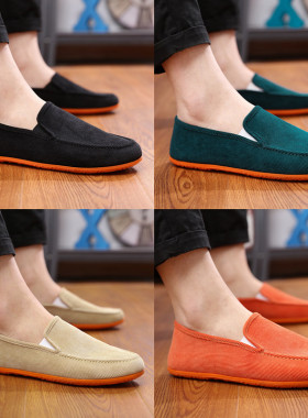 春季透气男鞋北京老帆布鞋男韩版鞋子休闲鞋套脚驾车懒人鞋男布鞋