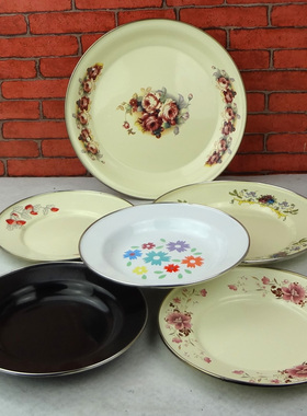 5只包邮！特价促销22cm 出口搪瓷盘 盘子 搪瓷饭碟 加厚搪瓷盘子