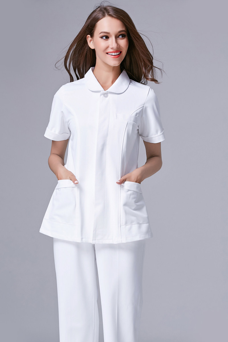 玫绮格女式夏装分体短袖护士医生服美容院牙科诊所工作白大褂套装