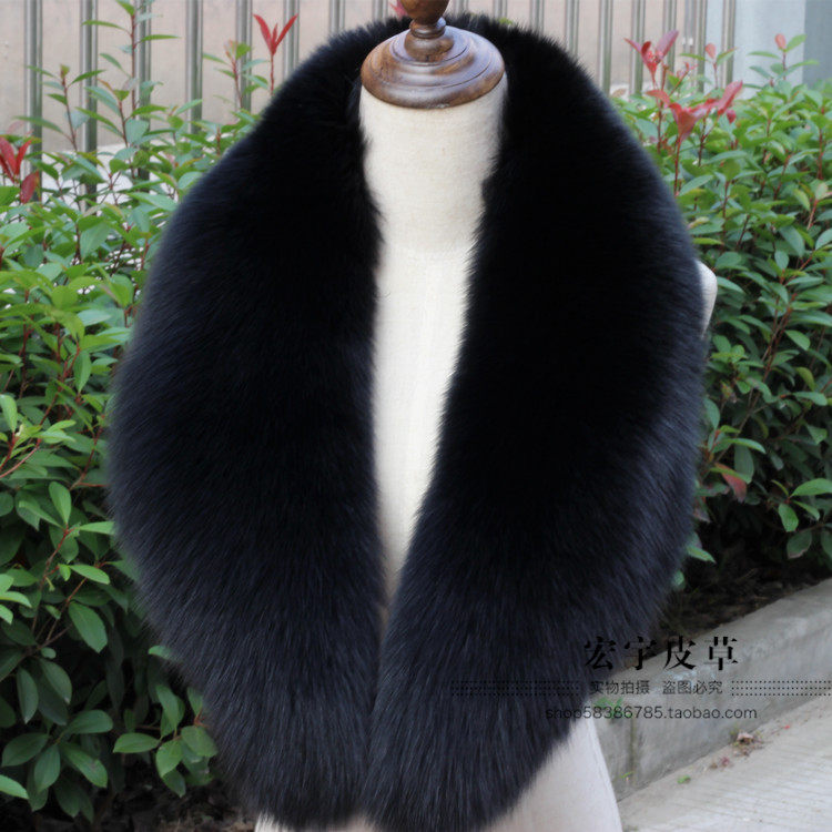 狐狸毛领子围巾男女通用大衣青果领V型超大长款真毛领子围脖皮草