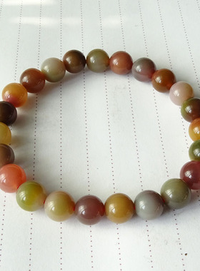 天然盐源玛瑙多彩单圈细腻手串