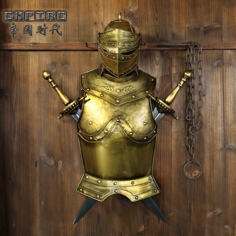 古罗马创意设计中世纪盔甲武士怀旧仿古酒吧书房欧式墙面装饰新品