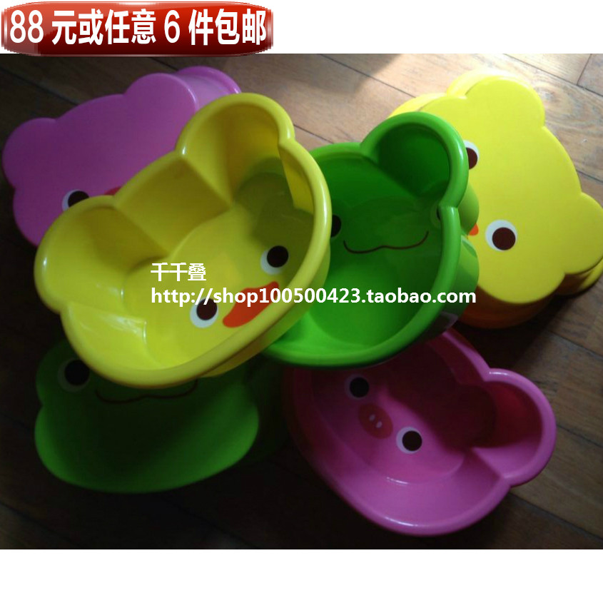 韩国进口正品卡通图案洗脸盆洗盆青蛙小鸡动物造型儿童小水盆塑料
