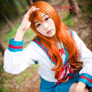 包邮甜心家凉宫春日系列朝比奈实玖瑠橘色60c娜美mcosplay假发