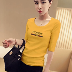 2018 Hàn Quốc phiên bản của năm điểm tay áo băng lụa t-shirt mùa thu phần mỏng Slim mỏng màu rắn V-Cổ tay áo knit đáy áo phụ nữ áo len nữ form rộng