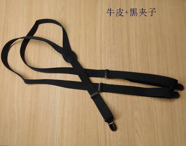 头层牛皮 真皮背带夹男女百搭裤背带 Y型吊裤带三夹松紧韩版装饰