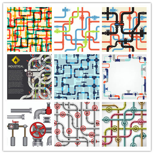 矢量设计素材 工业水管管道图案 eps格式源文件 25p