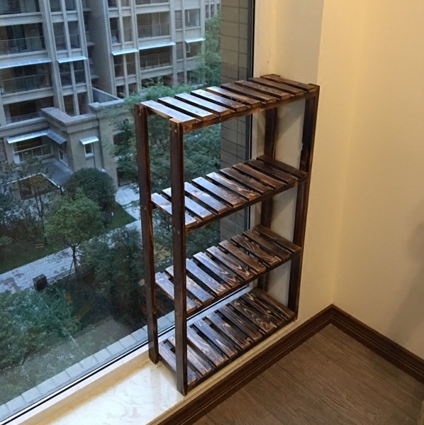 实木花架防腐木质层架窗台多层盆景植物架绿萝盆栽室内飘窗多肉架