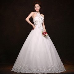 Purple Fairy Korean hanging neck lace bridal wedding gowns 2015 new snap in spring and summer diamond-studded flowers